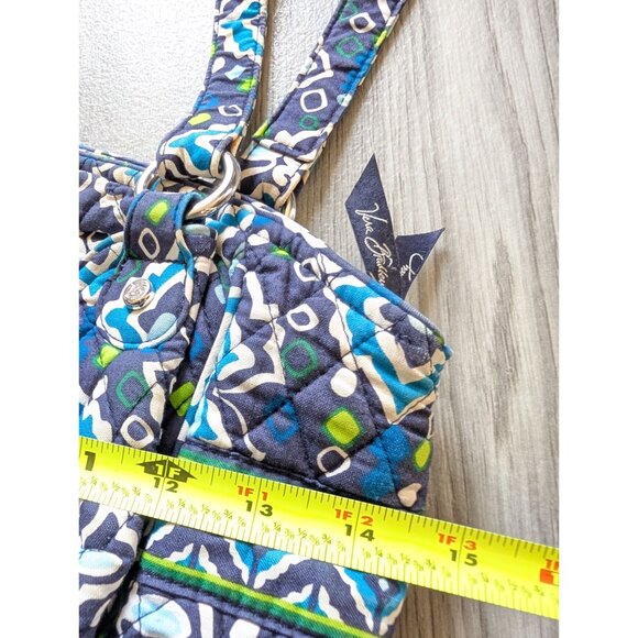 Vera Bradley Quilted Cotton Shoulder Bag Ink Blue & Green Pattern Dual Handles - Picture 9 of 9